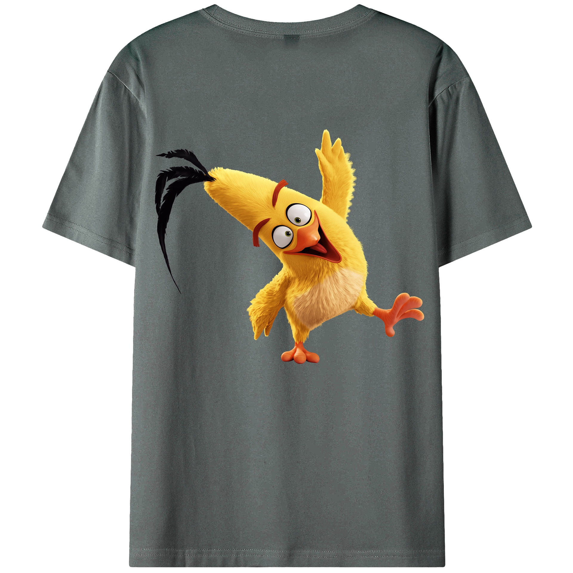 （画像用） Angry Birds アングリーバード 綿100％ メンズ半袖Tシャツ（バックプリント） 通気性